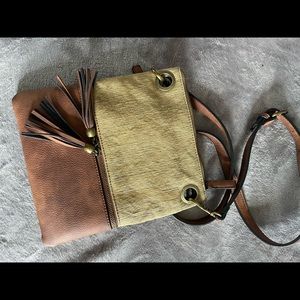 Brown and tan cross body.